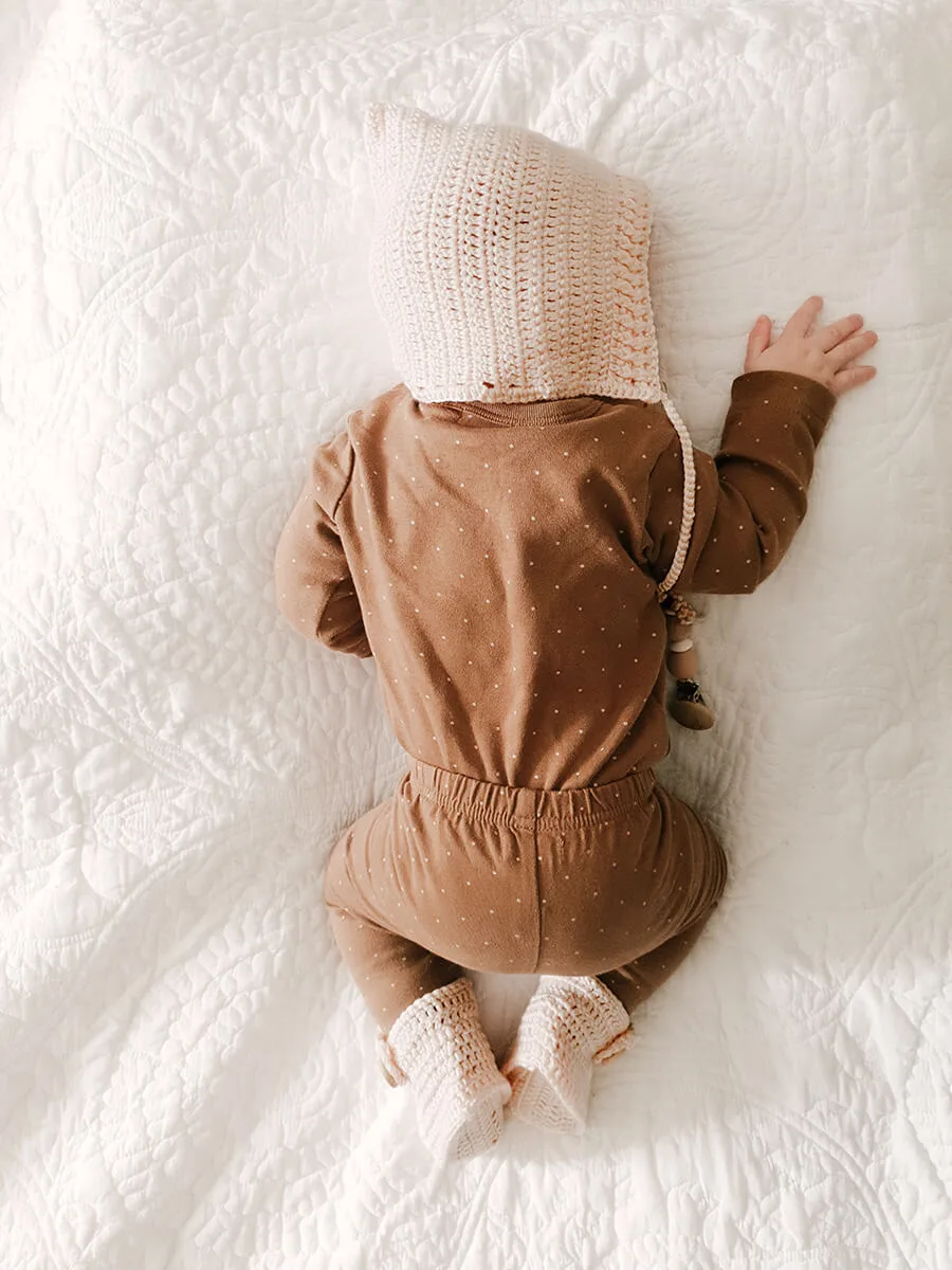 O.B Designs Vanilla Crochet Bonnet and Bootie Set | Handmade - Image 4