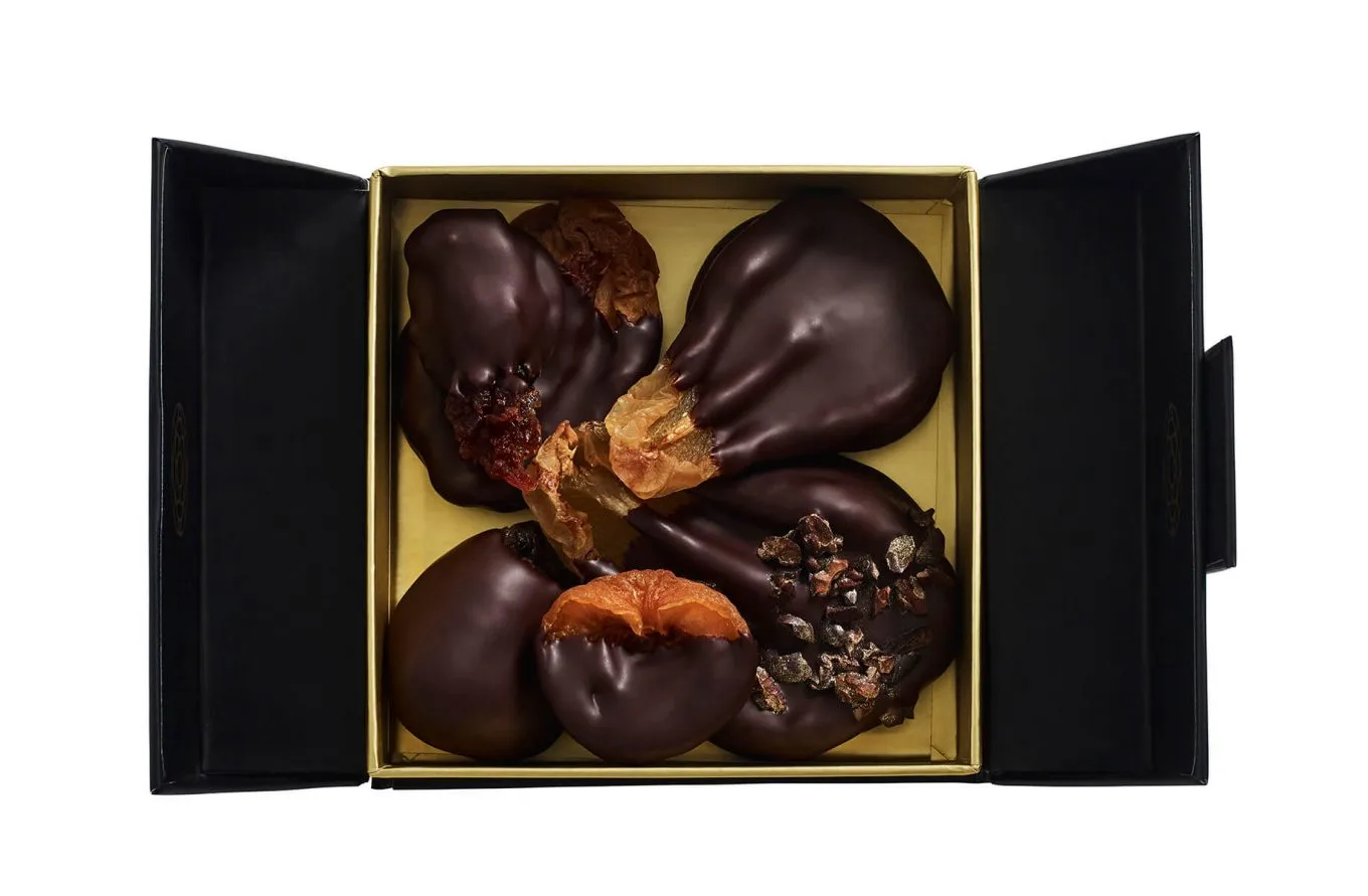 Luxe Roses Chocolate dipped mixed dried fruit Box