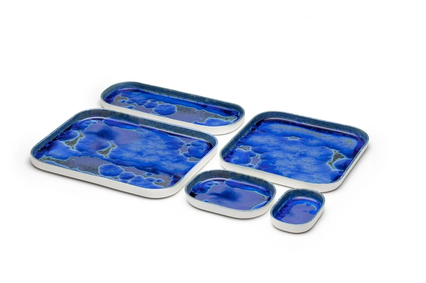 R.L Foote Design Studio Cobalt Coral Crystalline Serving Platter - Image 2