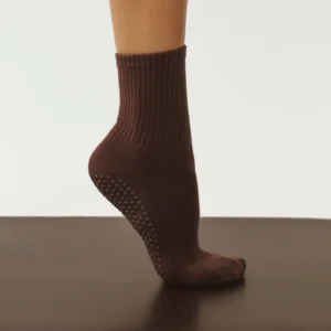 Crew Non Slip Grip Socks - Espresso