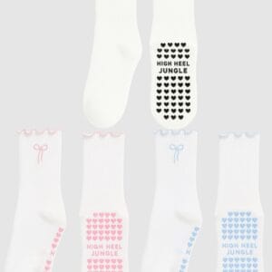 High Heel Jungle Bowtiful Frilled Edge Grip Sock - 3 Pack Value Bundle