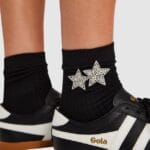 High Heel Jungle Double Star Cotton Sock -Black