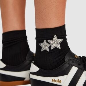 High Heel Jungle Double Star Cotton Sock -Black